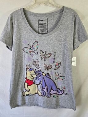 NWT Disney Store Women's Gray Winnie The Pooh Eeyore T-Shirt Size Large